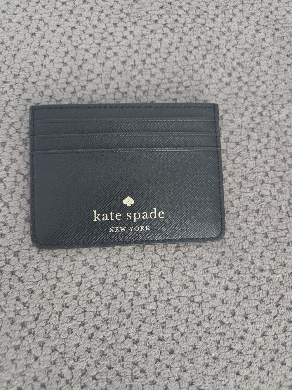 Kate Spade Black Saffiano Leather Card Case with Gold Logo - Picture 1 of 3